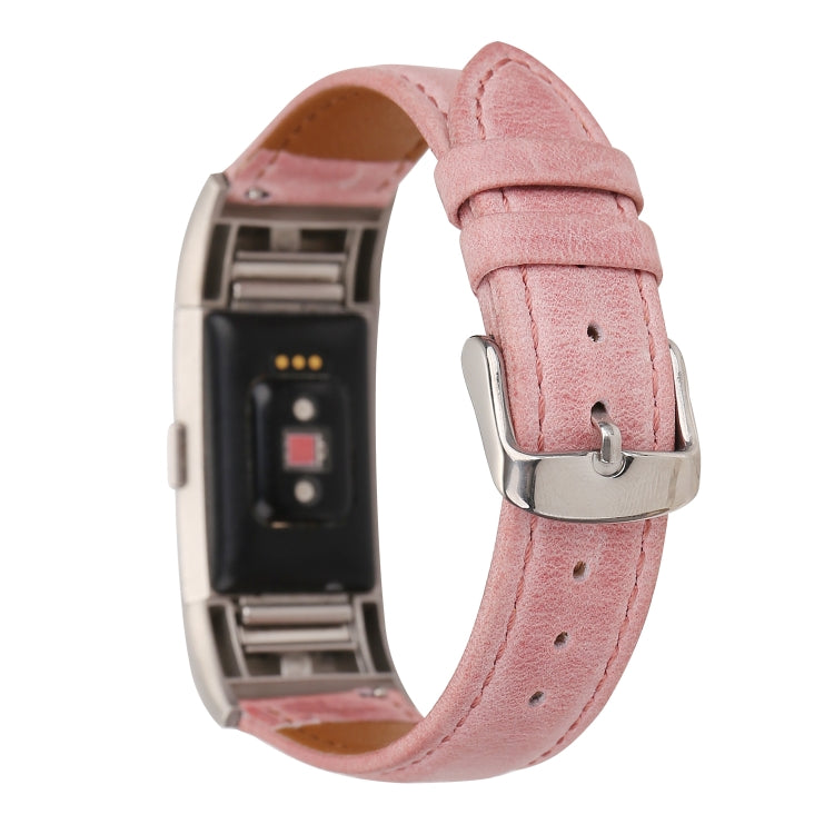 For Fitbit Charge 2 Fresh Style Leather Watch Band(Pink) - Watch Bands by buy2fix | Online Shopping UK | buy2fix