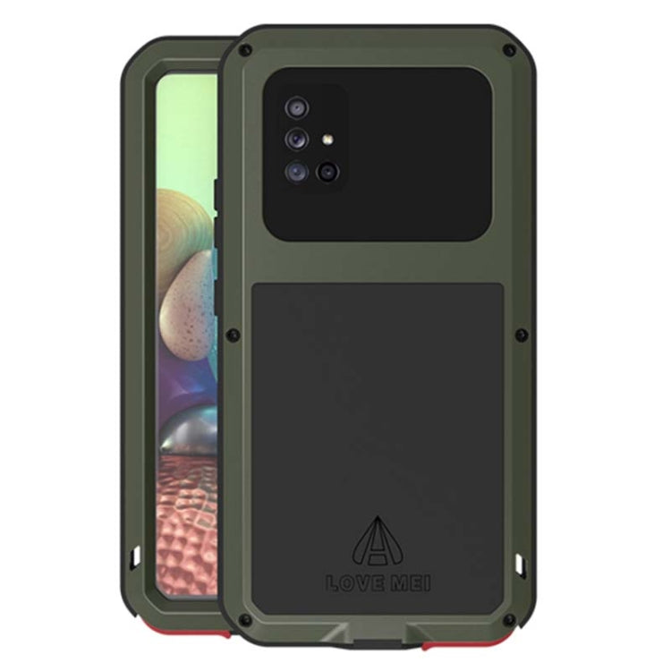 For Samsung Galaxy A71 5G LOVE MEI Metal Shockproof Waterproof Dustproof Protective Case with Glass(Army Green) - Galaxy Phone Cases by LOVE MEI | Online Shopping UK | buy2fix