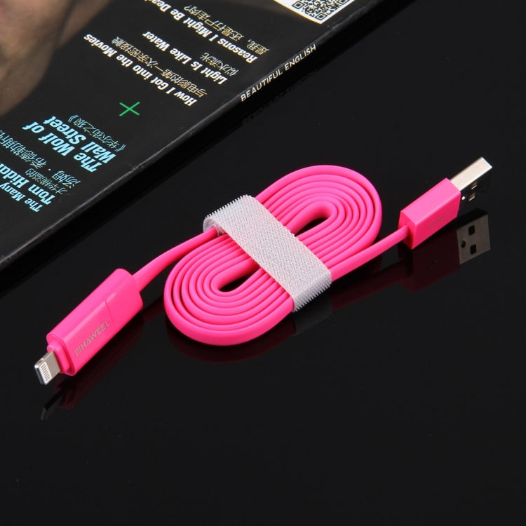 HAWEEL 1m 2 in 1 Micro USB & 8 Pin to USB Data Sync Charge Cable(Magenta) - Multifunction Cable by buy2fix | Online Shopping UK | buy2fix