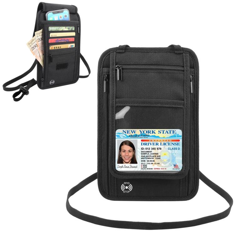 HAWEEL Neck Passport Wallet Bag Document Organizer Credit Cards Case Bag (Black) - Card & Passport Bags by HAWEEL | Online Shopping UK | buy2fix