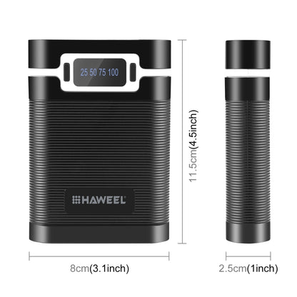 HAWEEL DIY 4x 18650 Battery (Not Included) 10000mAh Dual-way QC Charger Power Bank Shell Box with 2x USB Output & Display, Support PD / QC / SCP / FCP / AFC / PPS / PE (Black) - Power Bank Box by HAWEEL | Online Shopping UK | buy2fix