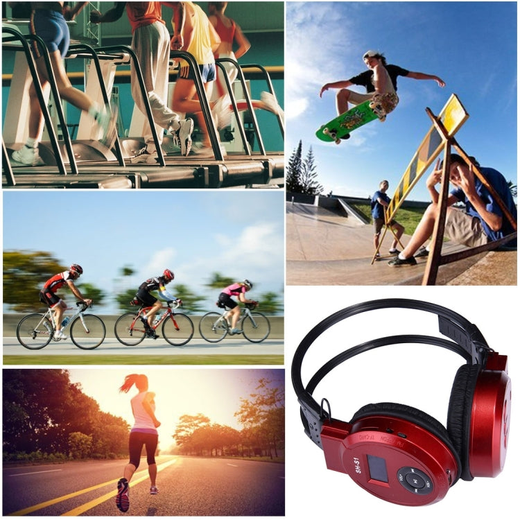 SH-S1 Folding Stereo HiFi Wireless Sports Headphone Headset with LCD Screen to Display Track Information & SD / TF Card, For Smart Phones & iPad & Laptop & Notebook & MP3 or Other Audio Devices(Red) - Headset & Headphone by buy2fix | Online Shopping UK | buy2fix