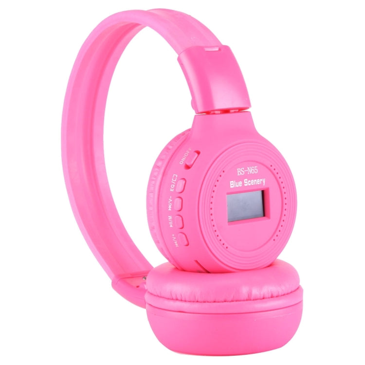 BS-N65 Headband Folding Stereo HiFi Wireless Headphone Headset with LCD Screen & TF Card Slot & LED Indicator Light & FM Function(Magenta) - Headset & Headphone by buy2fix | Online Shopping UK | buy2fix