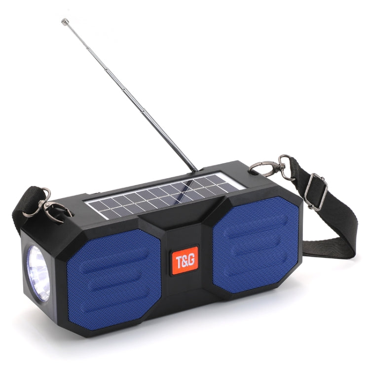 T&G TG634 Outdoor Solar Power Bluetooth Wireless Speaker with FM / Flashlight / TF Card Slot (Black Blue) - Desktop Speaker by T&G | Online Shopping UK | buy2fix