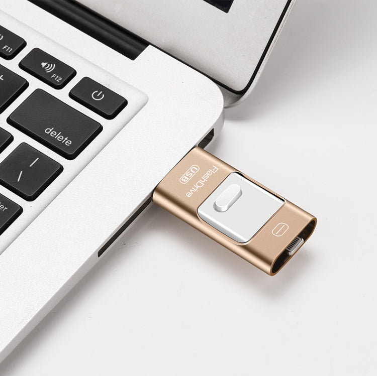 8GB USB 3.0 + 8 Pin + Mirco USB Android iPhone Computer Dual-use Metal Flash Drive (Rose Gold) - U Disk & Card Reader by buy2fix | Online Shopping UK | buy2fix