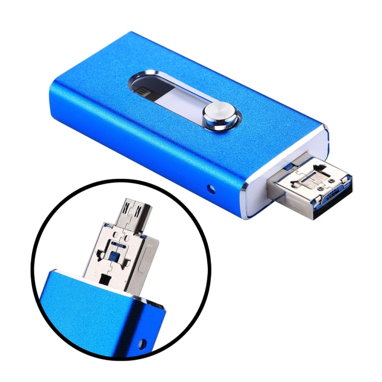 RQW-02 3 in 1 USB 2.0 & 8 Pin & Micro USB 128GB Flash Drive(Blue) - U Disk & Card Reader by buy2fix | Online Shopping UK | buy2fix