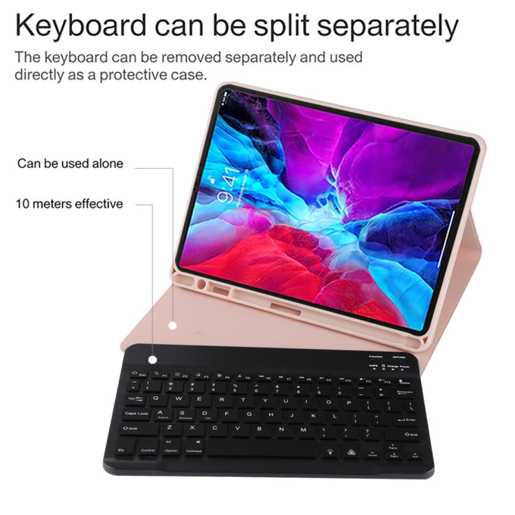 TG11BS Detachable Bluetooth Black Keyboard + Microfiber Leather Tablet Case for iPad Pro 11 inch (2020), with Backlight & Pen Slot & Holder(Pink) - For iPad Pro by buy2fix | Online Shopping UK | buy2fix