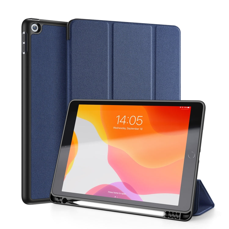 For iPad 10.2 DUX DUCIS Domo Series Horizontal Flip Magnetic PU Leather Case with Three-folding Holder & Pen Slot & Sleep / Wake-up Function (Blue) - iPad 10.2 Cases by DUX DUCIS | Online Shopping UK | buy2fix