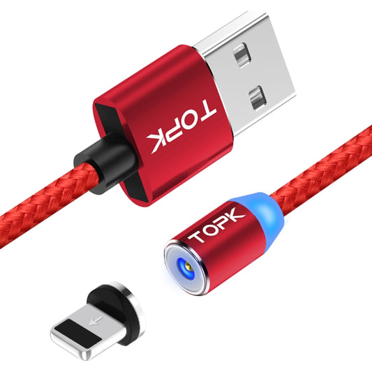 TOPK AM23 2m 2.4A Max USB to 8 Pin Nylon Braided Magnetic Charging Cable with LED Indicator(Red) - Charging Cable & Head by TOPK | Online Shopping UK | buy2fix