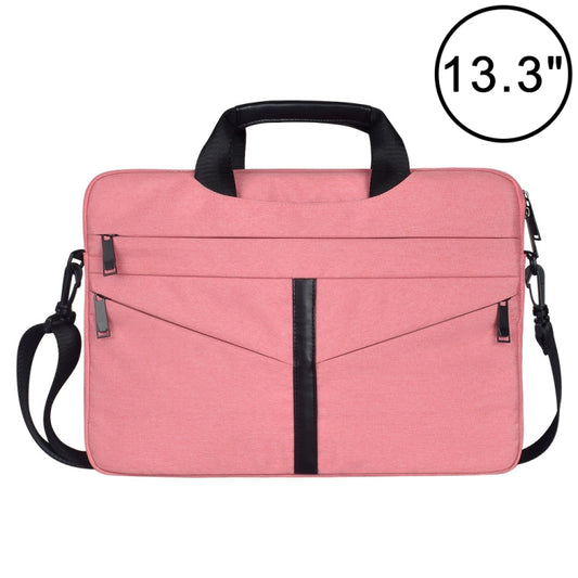 13.3 inch Breathable Wear-resistant Fashion Business Shoulder Handheld Zipper Laptop Bag with Shoulder Strap (Pink) - 13.3 inch by buy2fix | Online Shopping UK | buy2fix