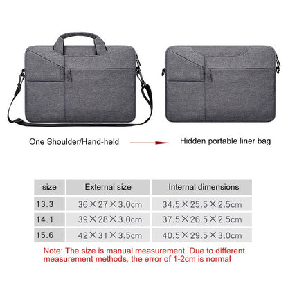 ST02S Waterproof Tear Resistance Hidden Portable Strap One-shoulder Handbag for 14.1 inch Laptops, with Suitcase Belt(Black) - 14.1 inch by buy2fix | Online Shopping UK | buy2fix