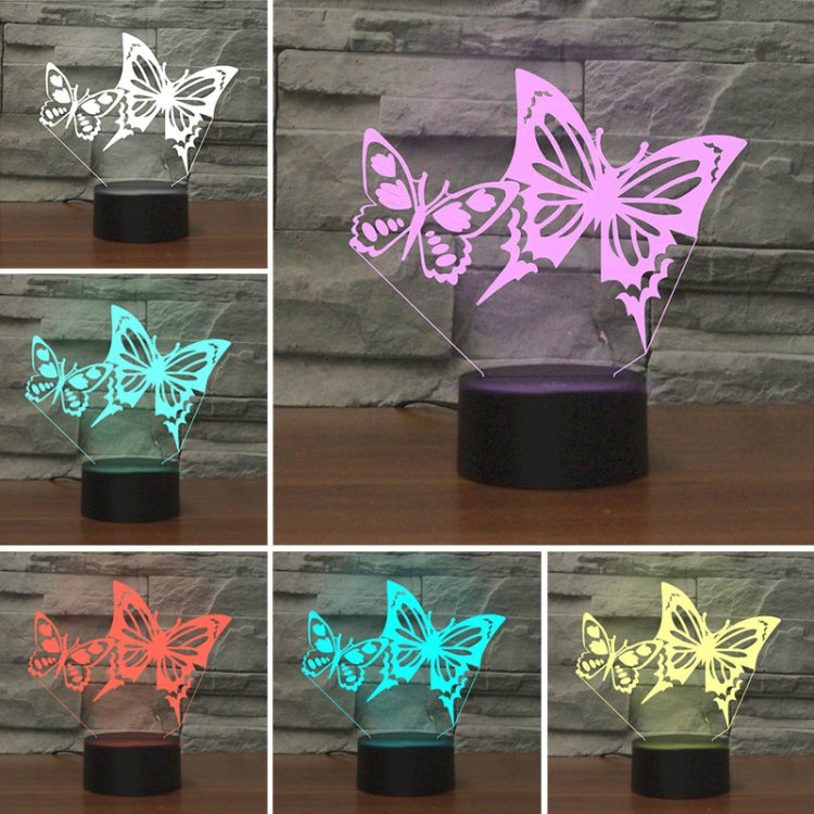 Two Butterflies Shape 3D Colorful LED Vision Light Table Lamp, 16 Colors Remote Control Version - Novelty Lighting by buy2fix | Online Shopping UK | buy2fix