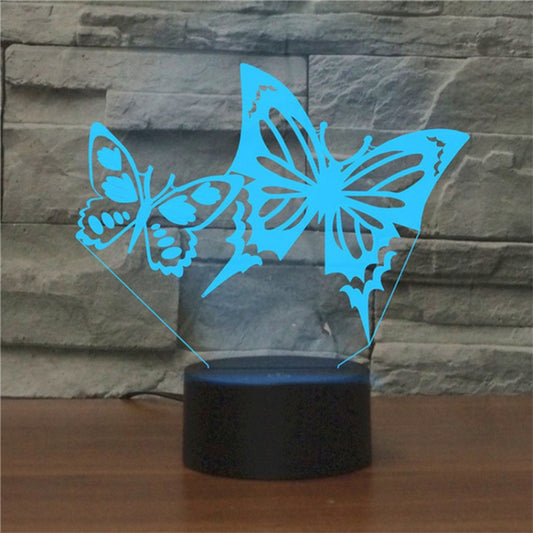Two Butterflies Shape 3D Colorful LED Vision Light Table Lamp, USB & Battery Version - Novelty Lighting by buy2fix | Online Shopping UK | buy2fix