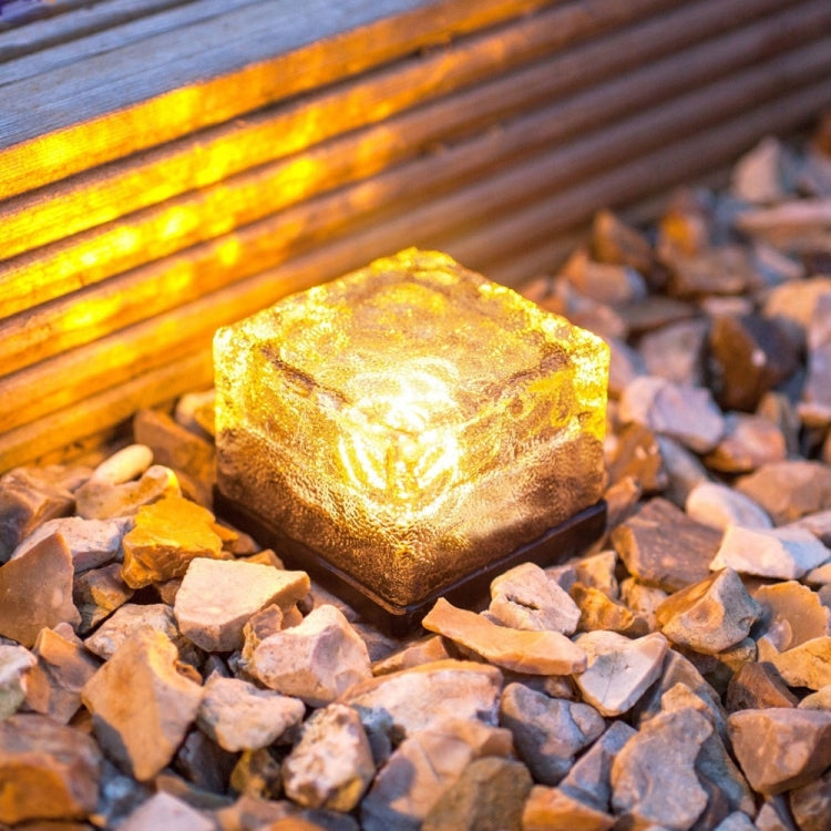 Solar Powered Square Tempered Glass Outdoor LED Buried Light Garden Decoration Lamp IP55 Waterproof，Size: 7 x 7 x 5cm (Warm White) - Buried Lights by buy2fix | Online Shopping UK | buy2fix