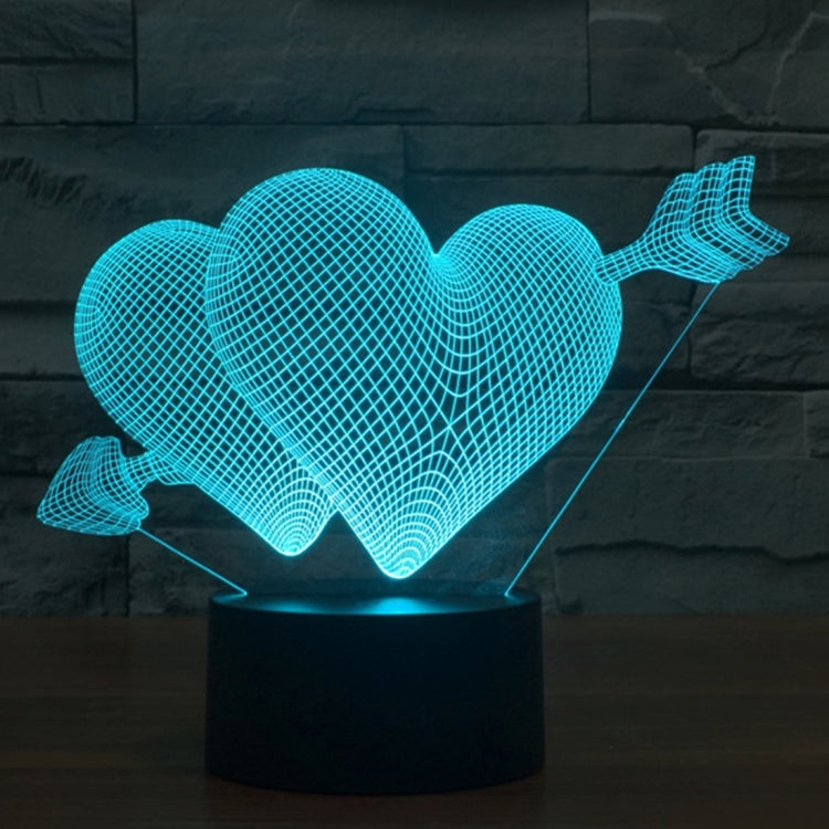 Arrow Through Heart Style 3D Touch Switch Control LED Light , 7 Colour Discoloration Creative Visual Stereo Lamp Desk Lamp Night Light - Novelty Lighting by buy2fix | Online Shopping UK | buy2fix