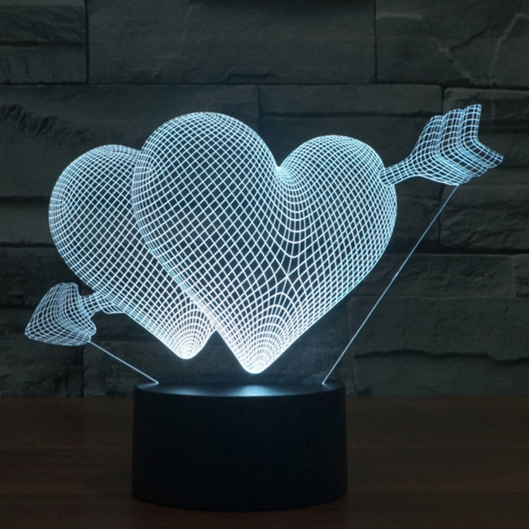 Arrow Through Heart Style 3D Touch Switch Control LED Light , 7 Colour Discoloration Creative Visual Stereo Lamp Desk Lamp Night Light - Novelty Lighting by buy2fix | Online Shopping UK | buy2fix