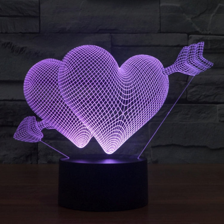 Arrow Through Heart Style 3D Touch Switch Control LED Light , 7 Colour Discoloration Creative Visual Stereo Lamp Desk Lamp Night Light - Novelty Lighting by buy2fix | Online Shopping UK | buy2fix