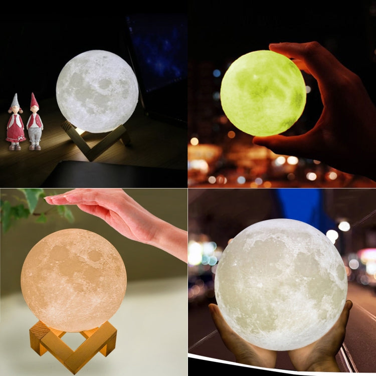 15cm Touch Control 3D Print Jupiter Lamp, USB Charging 2-Color Changing Energy-saving LED Night Light with Wooden Holder Base - Night Lights by buy2fix | Online Shopping UK | buy2fix