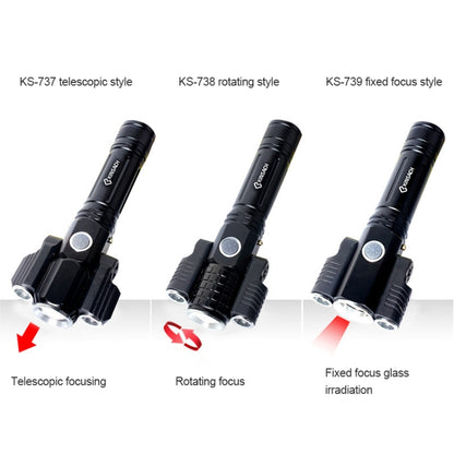 KS-738 USB Charging Waterproof T6+XPE Zoomable LED Flashlight with 4-Modes - LED Flashlight by buy2fix | Online Shopping UK | buy2fix