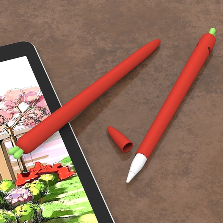 LOVE MEI For Apple Pencil 2 Carrot Shape Stylus Pen Silicone Protective Case Cover(Red) - Pencil Accessories by LOVE MEI | Online Shopping UK | buy2fix