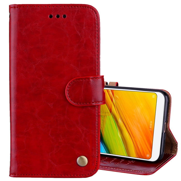 For Xiaomi Redmi 5 Oil Wax Texture Horizontal Flip Leather Case with Holder & Card Slots & Wallet(Red) - Xiaomi Cases by buy2fix | Online Shopping UK | buy2fix