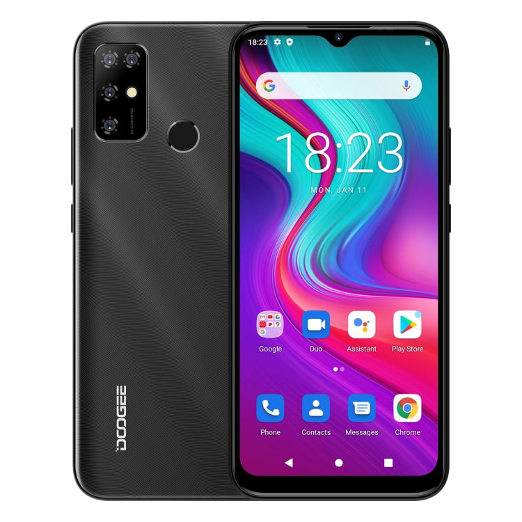 [HK Warehouse] DOOGEE X96, 2GB+32GB, Quad Back Cameras, 5400mAh Battery,  Face ID& Fingerprint Identification, 6.52 inch Android 11 GO SC9863A Octa-Core 28nm up to 1.6GHz, Network: 4G, Dual SIM(Black) - DOOGEE by DOOGEE | Online Shopping UK | buy2fix