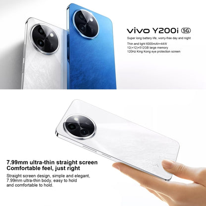 vivo Y200i, Dual Back Cameras, 12GB+512GB, Face ID Screen Fingerprint Identification, 6.72 inch Android 14.0 OriginOS 4 Snapdragon 4 Gen 2 Octa Core 2.2GHz, OTG, Network: 5G, Support Google Play (White) - vivo by vivo | Online Shopping UK | buy2fix