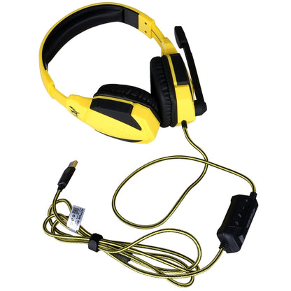 KOTION EACH G4000 USB Version Stereo Gaming Headphone Headset Headband with Microphone Volume Control LED Light for PC Gamer,Cable Length: About 2.2m(Black Yellow) - Multimedia Headset by KOTION EACH | Online Shopping UK | buy2fix