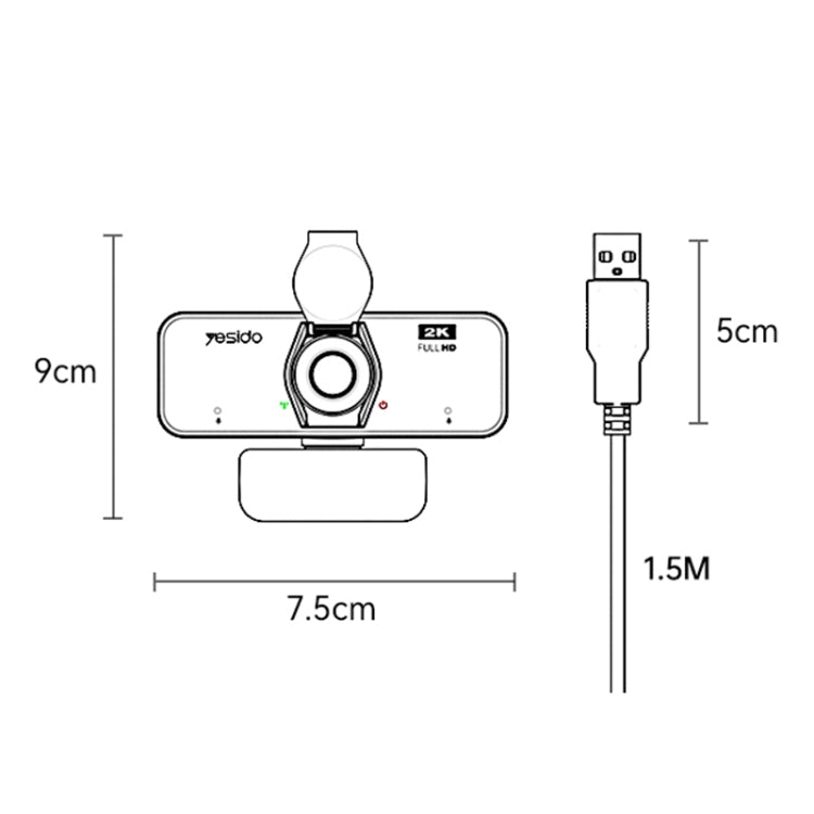 Yesido KM14 2K 4.0MP HD USB Webcam, Cable Length 1.5m - HD Camera by Yesido | Online Shopping UK | buy2fix