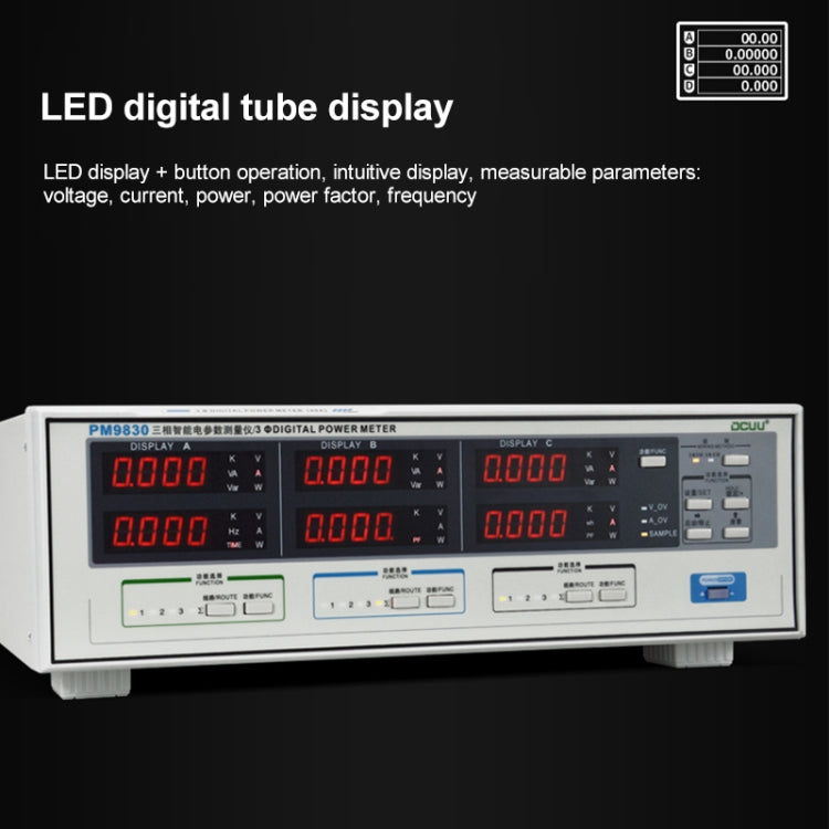 DCUU PM9830 500V 80A Three Phase Digital AC Voltage Current Power Factor & Power Meter (US Plug) - Current & Voltage Tester by buy2fix | Online Shopping UK | buy2fix