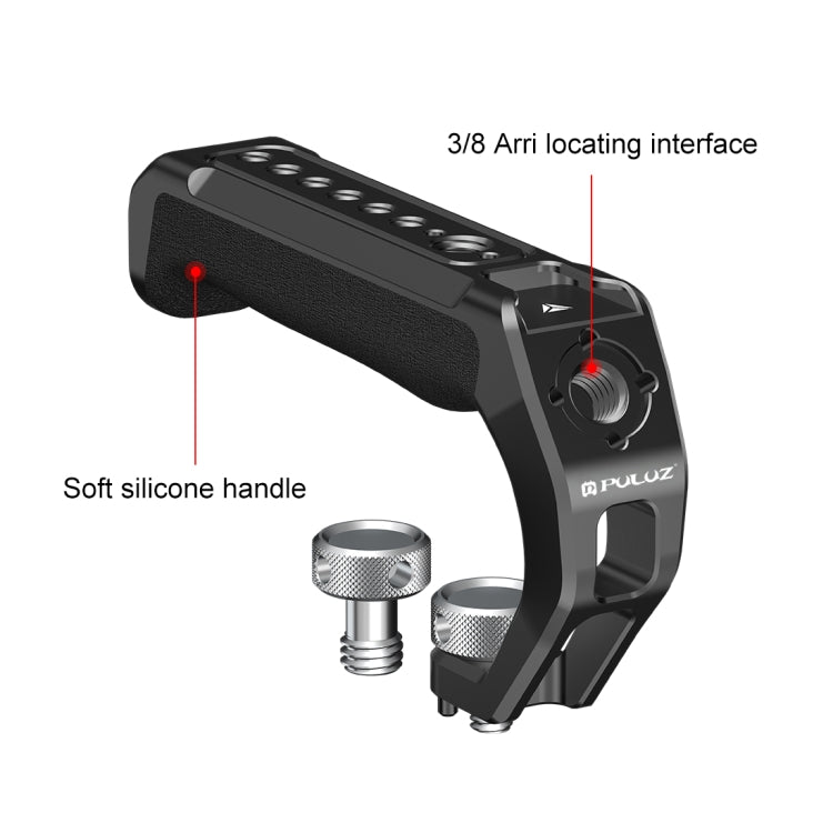 PULUZ Arri Metal Silicone Top Handle with Cold Shoe Mount for Mirrorless Camera Cage Stabilizer (Black) - Camera Stabilizer by PULUZ | Online Shopping UK | buy2fix