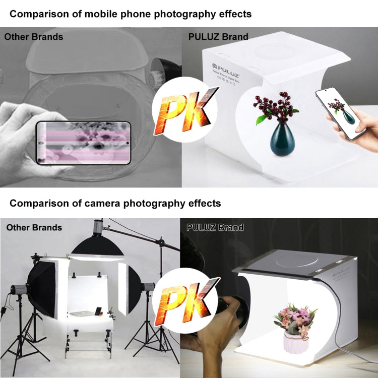 PULUZ 20cm Folding Portable 550LM Light Photo Lighting Studio Shooting Tent Box Kit with 6 Colors Backdrops (Black, White, Yellow, Red, Green, Blue), Unfold Size: 24cm x 23cm x 23cm -  by PULUZ | Online Shopping UK | buy2fix