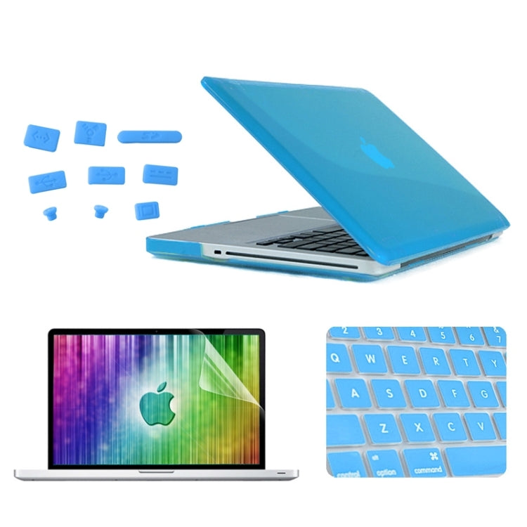 ENKAY for MacBook Pro 15.4 inch (US Version) / A1286 4 in 1 Crystal Hard Shell Plastic Protective Case with Screen Protector & Keyboard Guard & Anti-dust Plugs(Blue) - MacBook Pro Cases by ENKAY | Online Shopping UK | buy2fix