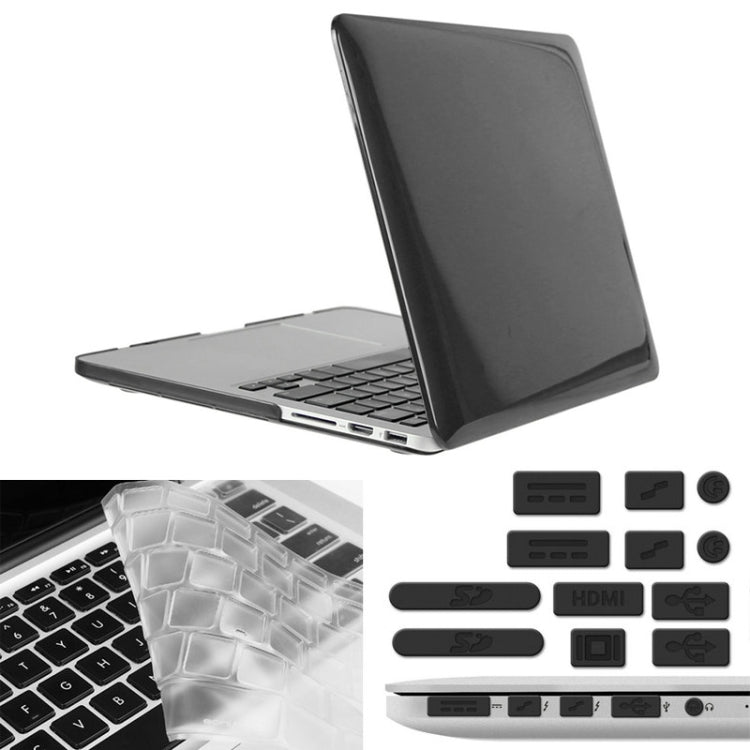 ENKAY for Macbook Pro Retina 15.4 inch (US Version) / A1398 Hat-Prince 3 in 1 Crystal Hard Shell Plastic Protective Case with Keyboard Guard & Port Dust Plug(Black) - MacBook Pro Cases by ENKAY | Online Shopping UK | buy2fix