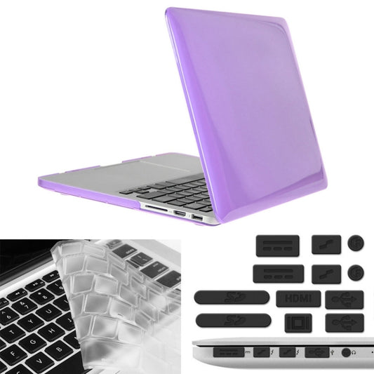 ENKAY for Macbook Pro Retina 15.4 inch (US Version) / A1398 Hat-Prince 3 in 1 Crystal Hard Shell Plastic Protective Case with Keyboard Guard & Port Dust Plug(Purple) - MacBook Pro Cases by ENKAY | Online Shopping UK | buy2fix