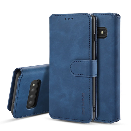 DG.MING Retro Oil Side Horizontal Flip Case for Galaxy S10, with Holder & Card Slots & Wallet (Blue) - Galaxy Phone Cases by DG.MING | Online Shopping UK | buy2fix