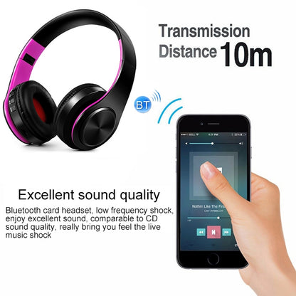 LPT660 Wireless Folding Sports Stereo Music Bluetooth Phones Earphones Support TF Card (Rose Red) - Headset & Headphone by buy2fix | Online Shopping UK | buy2fix