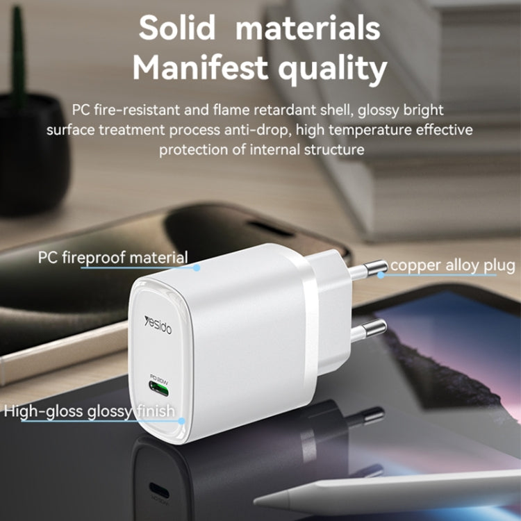 Yesido YC57C PD 20W USB-C / Type-C Port Quick Charger with Type-C to Type-C Cable, EU Plug (White) - USB Charger by Yesido | Online Shopping UK | buy2fix