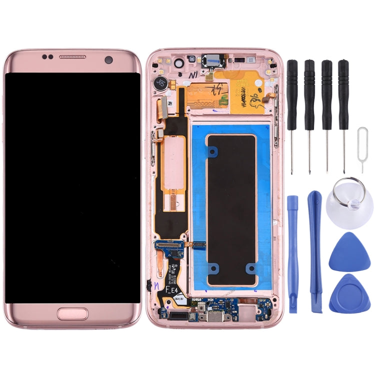 Original LCD Screen and Digitizer Full Assembly with Frame & Charging Port Board & Volume Button & Power Button for Galaxy S7 Edge / G935A(Pink) - Other Galaxy Parts by buy2fix | Online Shopping UK | buy2fix