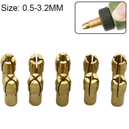 10 in 1 Three-claw Copper Clamp Nut for Electric Mill Fittings，Bore diameter: 0.5-3.2mm - Hex Key & Spanner by buy2fix | Online Shopping UK | buy2fix