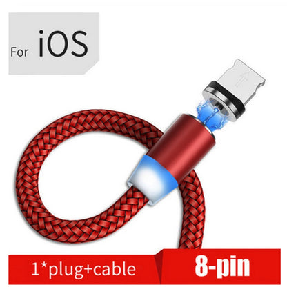 USB to 8 Pin Magnetic Metal Connector Nylon Two-color Braided Magnetic Data Cable, Cable Length: 1m(Red) - Charging Cable & Head by buy2fix | Online Shopping UK | buy2fix