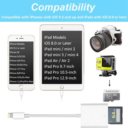 ZS-KL21810 8 Pin to SD Card Camera Card Reader Adapter, Support All iOS System - Converter & Adapter by buy2fix | Online Shopping UK | buy2fix