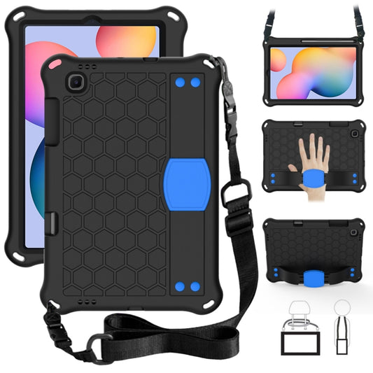 For Samsung Galaxy Tab S6 Lite P610 Honeycomb EVA + PC Shockproof Case with Strap(Black+Blue) - Tab S6 Lite P610 / P615 by buy2fix | Online Shopping UK | buy2fix