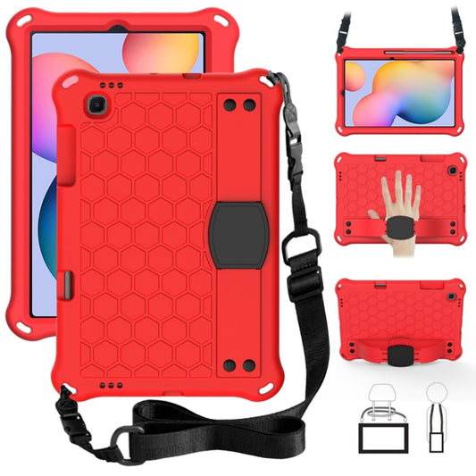 For Samsung Galaxy Tab S6 Lite P610 Honeycomb EVA + PC Shockproof Case with Strap(Red+Black) - Tab S6 Lite P610 / P615 by buy2fix | Online Shopping UK | buy2fix