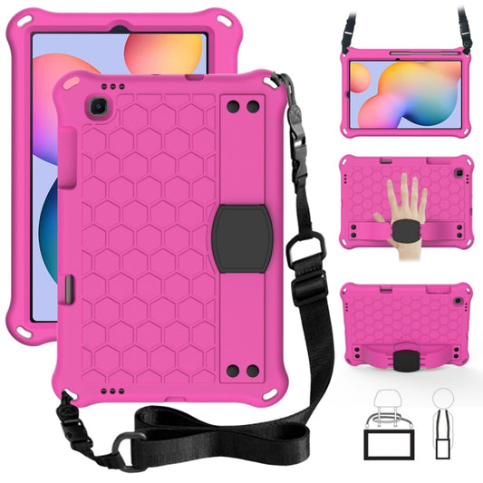 For Samsung Galaxy Tab S6 Lite P610 Honeycomb EVA + PC Shockproof Case with Strap(RoseRed+Black) - Tab S6 Lite P610 / P615 by buy2fix | Online Shopping UK | buy2fix