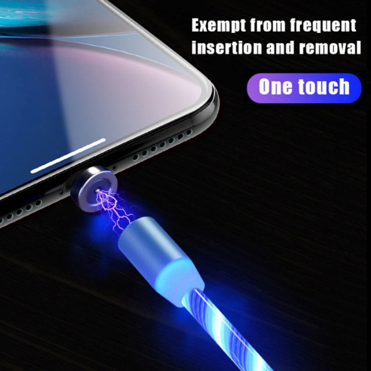 2 in 1 USB to 8 Pin + Micro USB Magnetic Suction Colorful Streamer Mobile Phone Charging Cable, Length: 1m(Blue Light) - Charging Cable & Head by buy2fix | Online Shopping UK | buy2fix