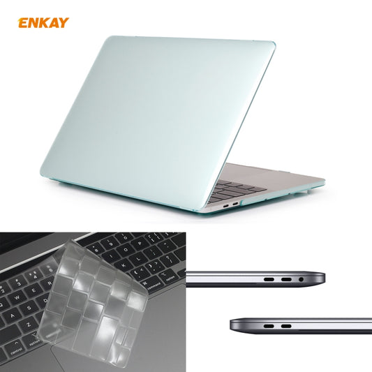 ENKAY Hat-Prince 3 in 1 For MacBook Pro 13 inch A2289 / A2251 (2020) Crystal Hard Shell Protective Case + Europe Version Ultra-thin TPU Keyboard Protector Cover + Anti-dust Plugs Set(Green) - MacBook Pro Cases by ENKAY | Online Shopping UK | buy2fix