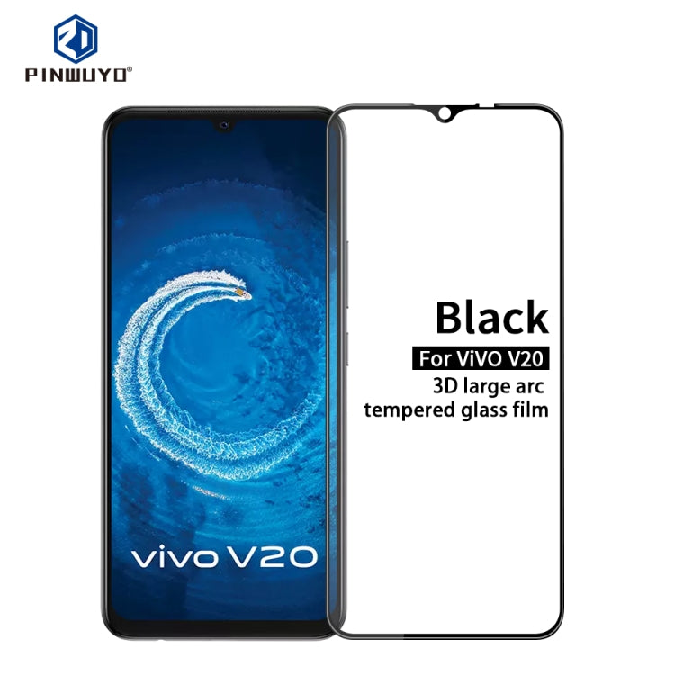For vivo V20 PINWUYO 9H 3D Curved Full Screen Explosion-proof Tempered Glass Film(Black) - vivo Tempered Glass by PINWUYO | Online Shopping UK | buy2fix