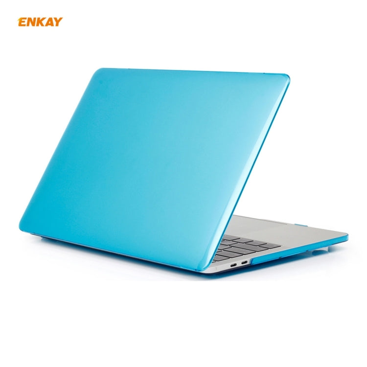 ENKAY 3 in 1 Crystal Laptop Protective Case + EU Version TPU Keyboard Film + Anti-dust Plugs Set for MacBook Pro 13.3 inch A1706 / A1989 / A2159 (with Touch Bar)(Light Blue) - MacBook Pro Cases by ENKAY | Online Shopping UK | buy2fix