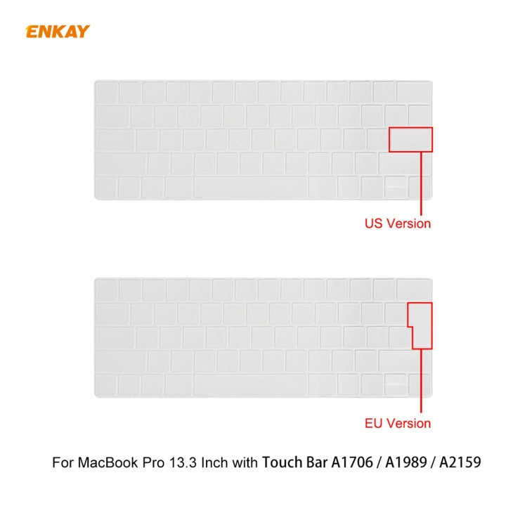 ENKAY 3 in 1 Matte Laptop Protective Case + EU Version TPU Keyboard Film + Anti-dust Plugs Set for MacBook Pro 13.3 inch A1706 / A1989 / A2159 (with Touch Bar)(White) - MacBook Pro Cases by ENKAY | Online Shopping UK | buy2fix